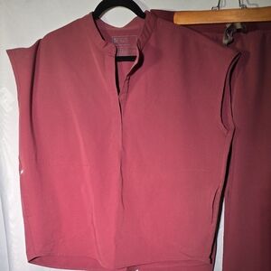 Women's FIGS Scrubs - RAFAELA TOP ONLY. Dark Cherry, Large